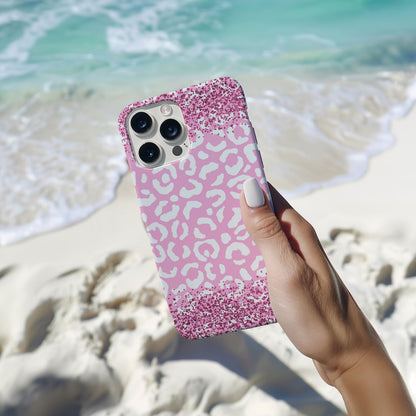 Pink and White Glittery Leopard Print Magsafe iPhone Case - Techy Treasures -  