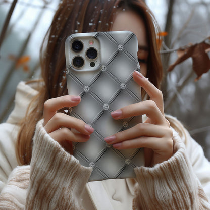 Silver Quilted Leather Magsafe iPhone Case - Techy Treasures -  