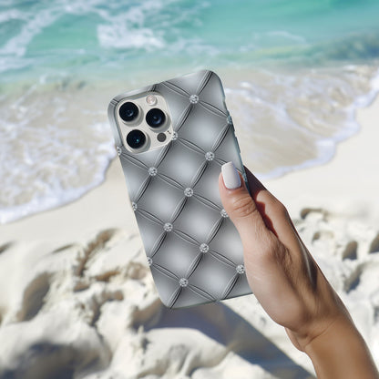 Silver Quilted Leather Magsafe iPhone Case - Techy Treasures -  