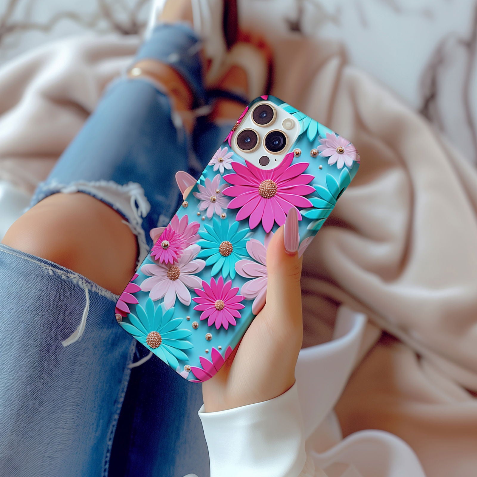 Vibrant 3D Floral iPhone Case Magsafe iPhone Case - Artistic & Colorful Protection for Your Device - Techy Treasures -  