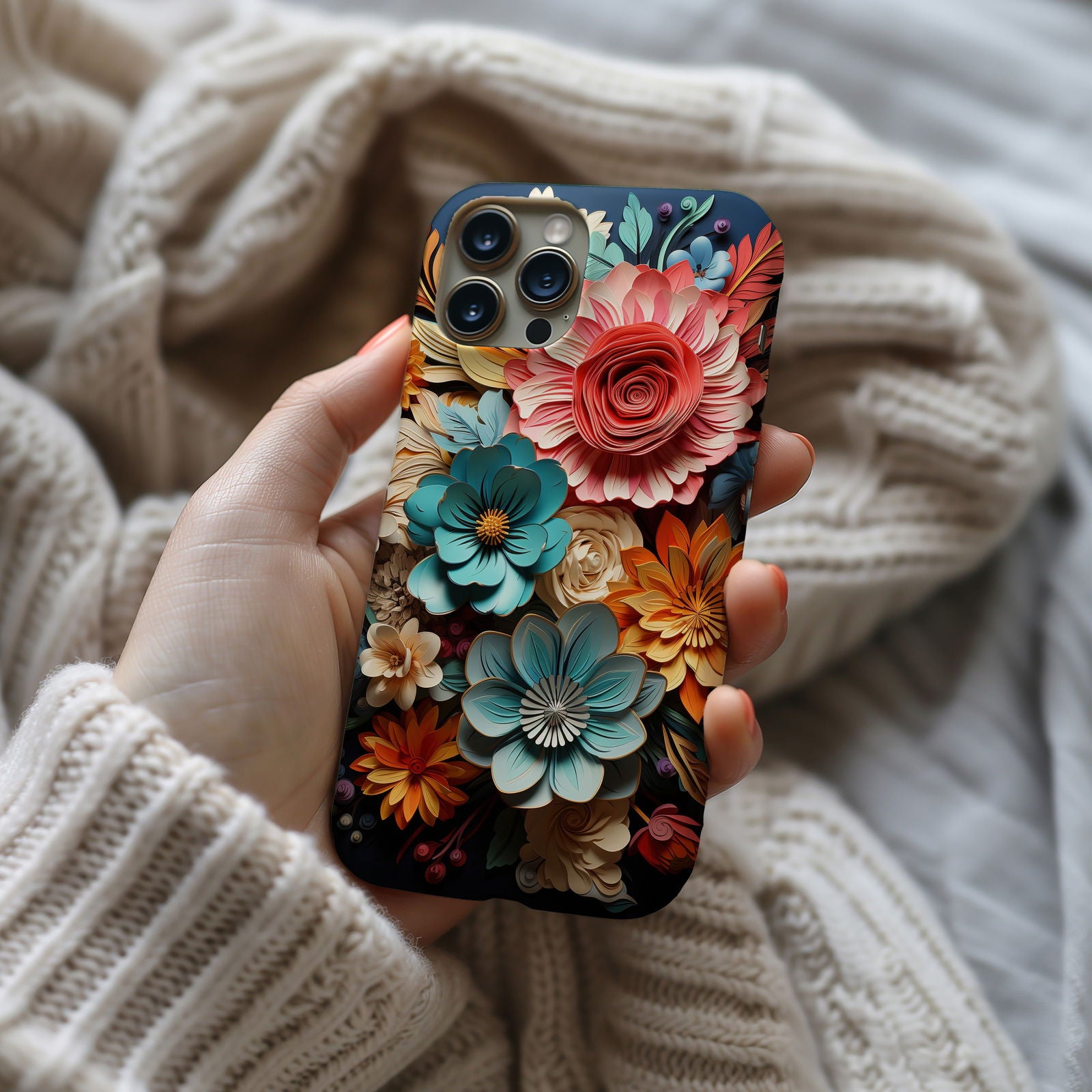 Vibrant 3D Floral iPhone Case Magsafe iPhone Case - Artistic & Colorful Protection for Your Device - Techy Treasures -  