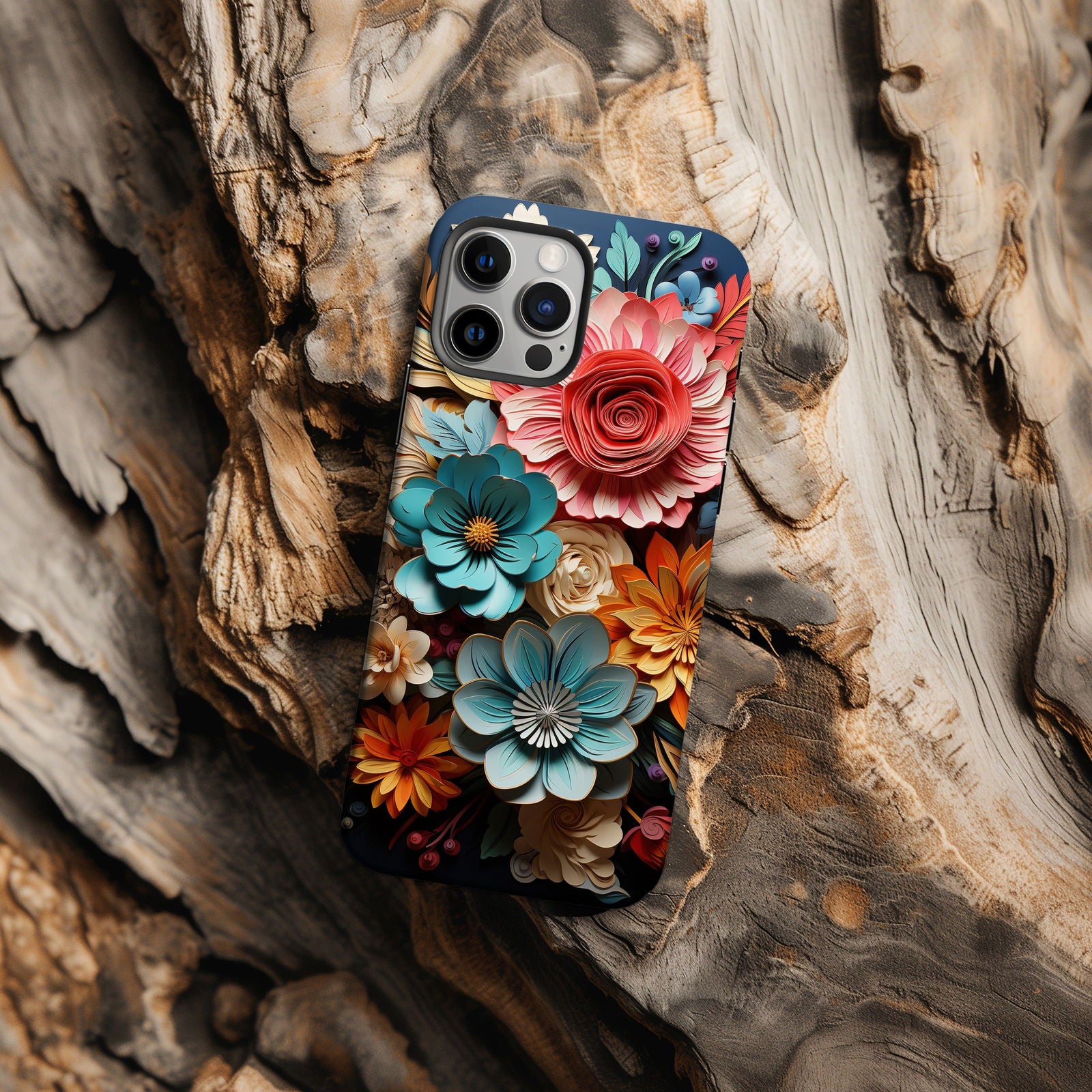 Vibrant 3D Floral iPhone Case Magsafe iPhone Case - Artistic & Colorful Protection for Your Device - Techy Treasures -  