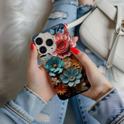 Vibrant 3D Floral iPhone Case Magsafe iPhone Case - Artistic & Colorful Protection for Your Device - Techy Treasures -  