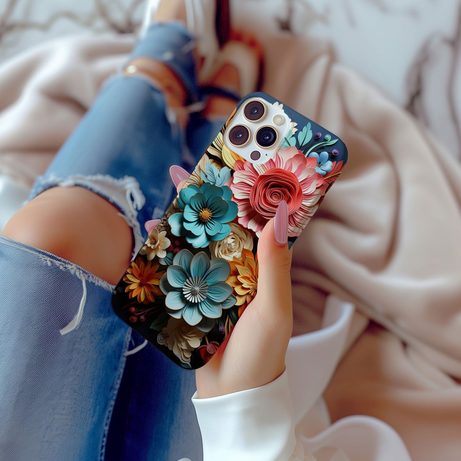 Vibrant 3D Floral iPhone Case Magsafe iPhone Case - Artistic & Colorful Protection for Your Device - Techy Treasures -  