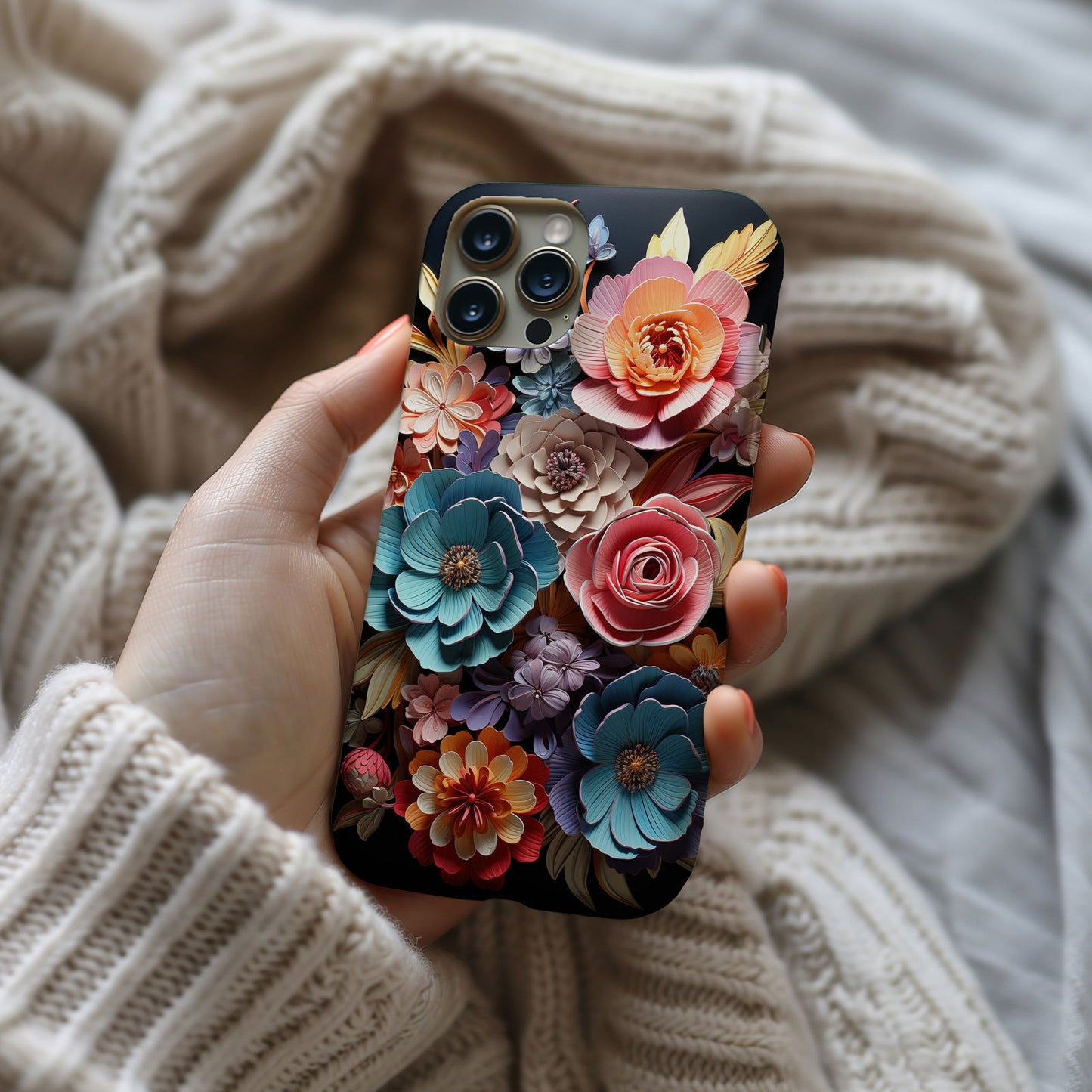 Vibrant 3D Floral iPhone Case Magsafe iPhone Case - Artistic & Colorful Protection for Your Device - Techy Treasures -  