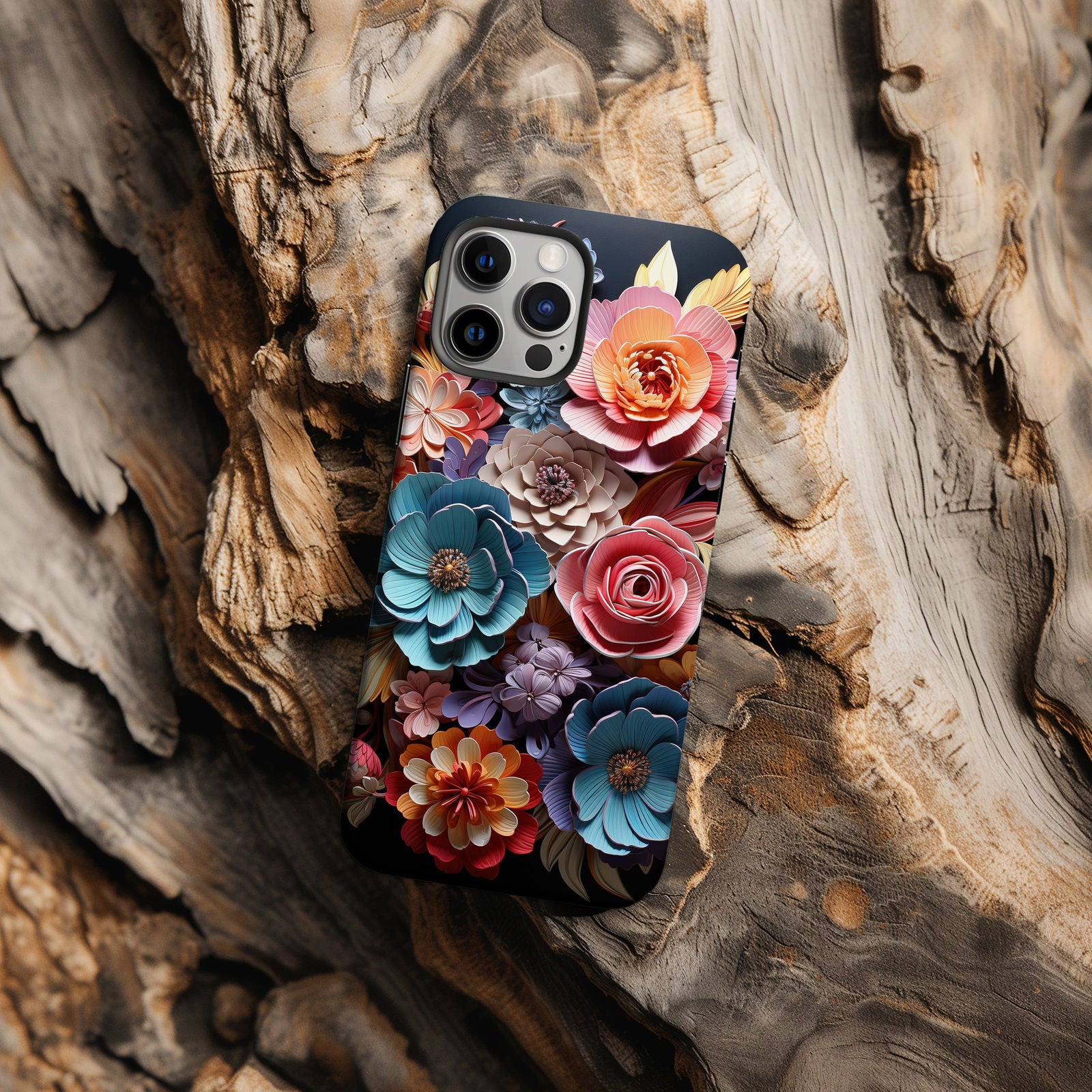 Vibrant 3D Floral iPhone Case Magsafe iPhone Case - Artistic & Colorful Protection for Your Device - Techy Treasures -  