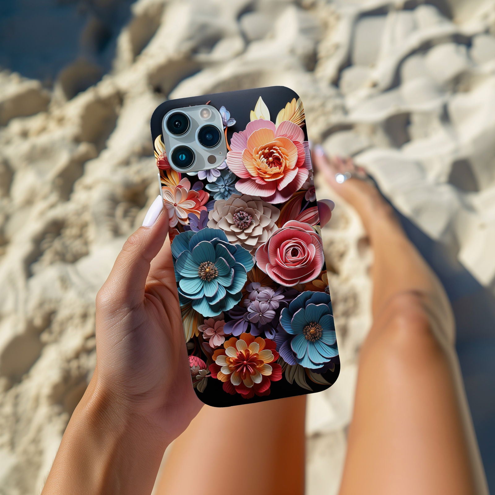 Vibrant 3D Floral iPhone Case Magsafe iPhone Case - Artistic & Colorful Protection for Your Device - Techy Treasures -  