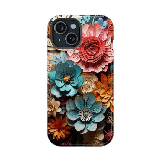 Vibrant 3D Floral iPhone Case Magsafe iPhone Case - Artistic & Colorful Protection for Your Device - Techy Treasures - Mobile Phone Cases 