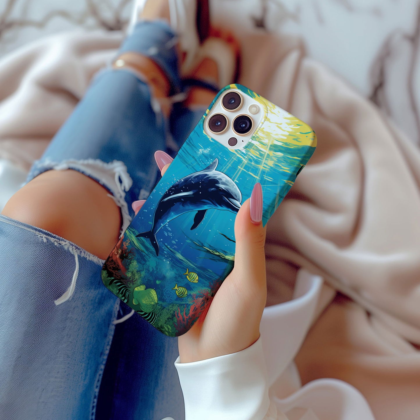 Vibrant Dolphin Undersea Magsafe iPhone Case - Techy Treasures -  
