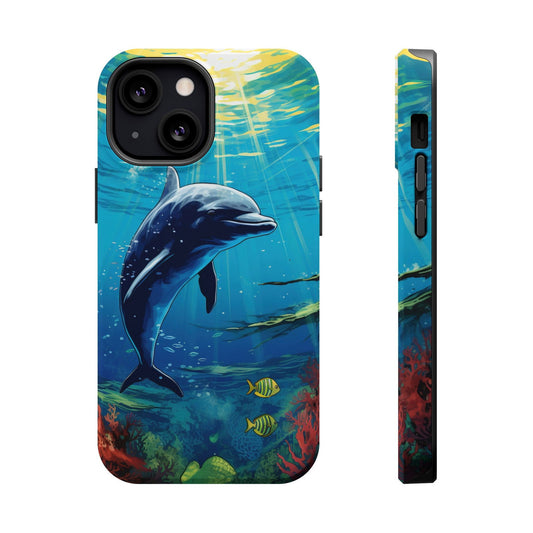 Vibrant Dolphin Undersea Magsafe iPhone Case - Techy Treasures - Mobile Phone Cases 
