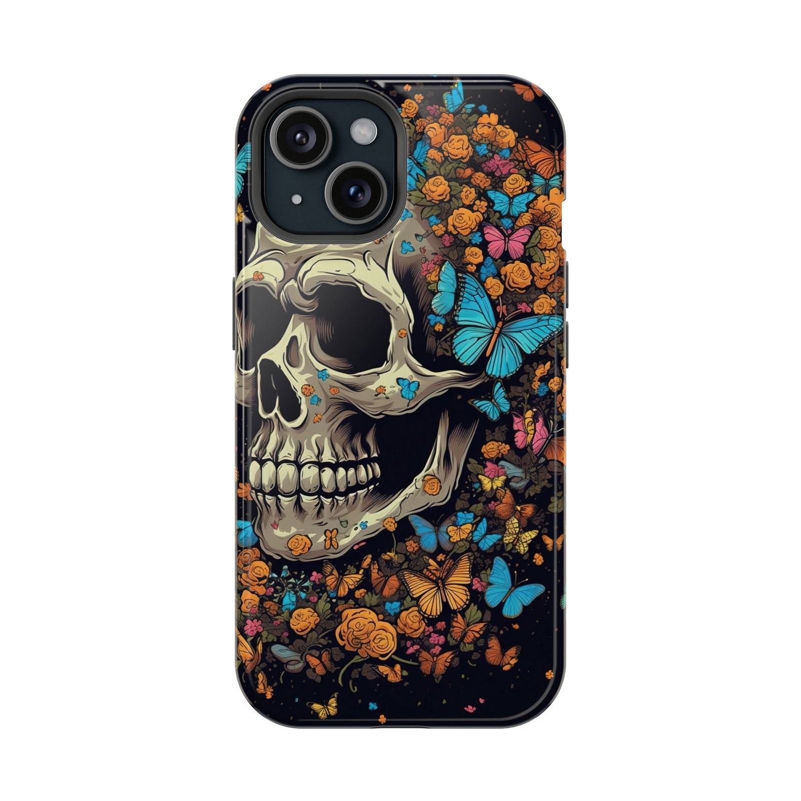 Vibrant Skull Design MagSafe iPhone Case - Techy Treasures - Mobile Phone Cases 
