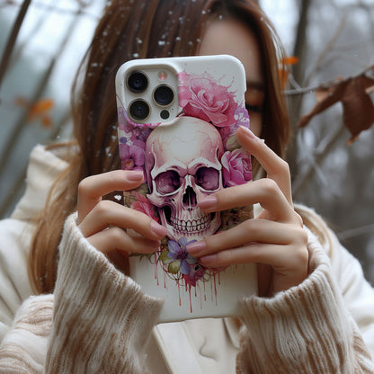 Vibrant Skull and Roses Design MagSafe iPhone Case - Techy Treasures -  