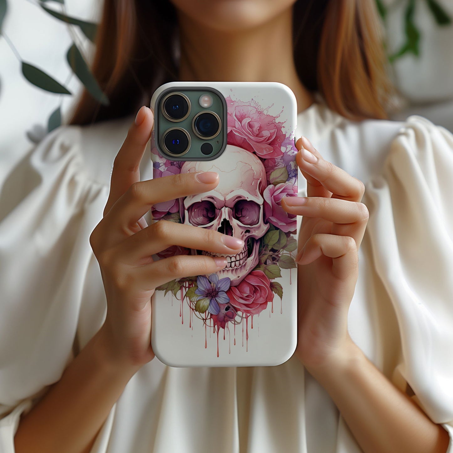 Vibrant Skull and Roses Design MagSafe iPhone Case - Techy Treasures -  