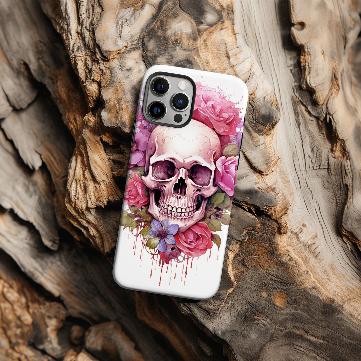 Vibrant Skull and Roses Design MagSafe iPhone Case - Techy Treasures -  