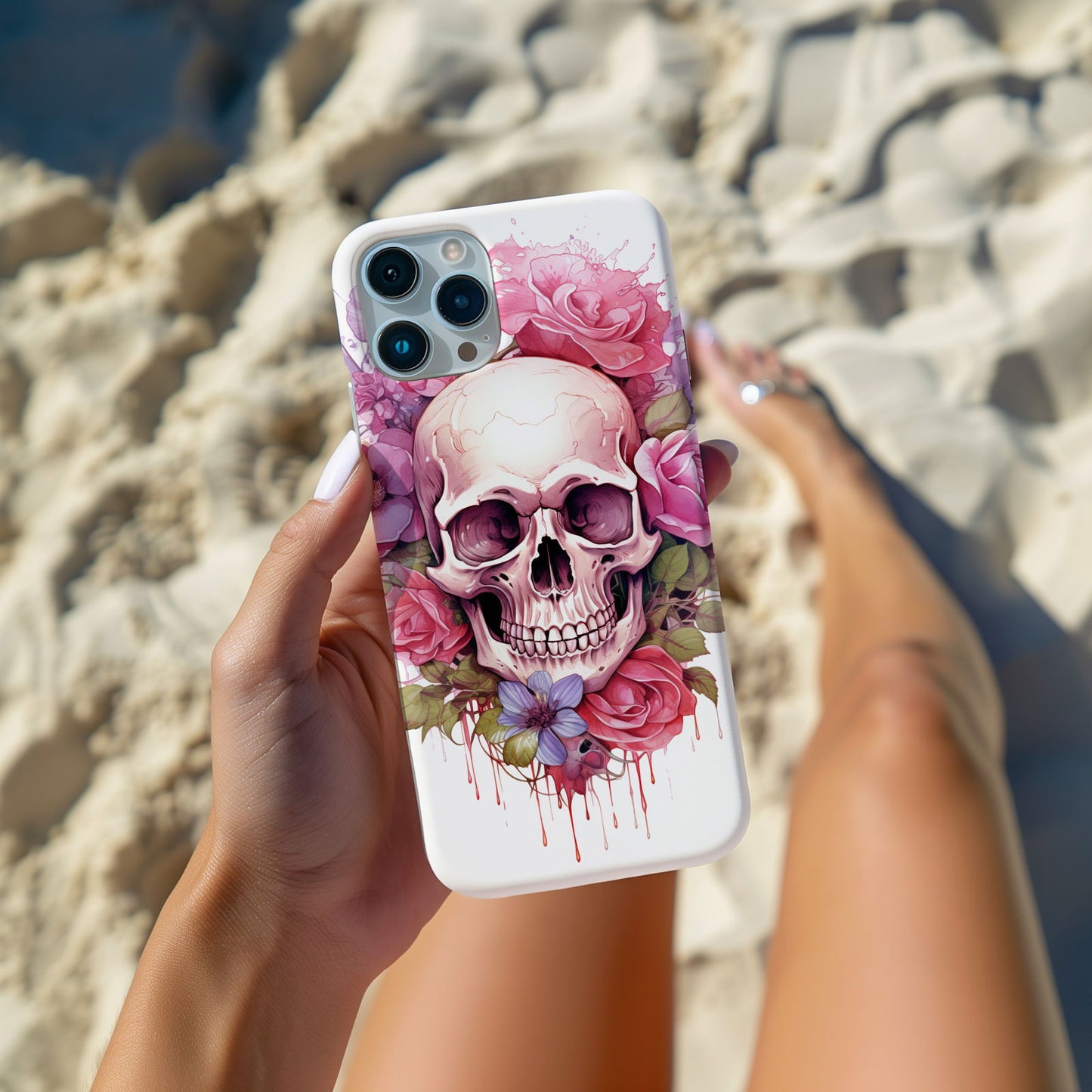 Vibrant Skull and Roses Design MagSafe iPhone Case - Techy Treasures -  