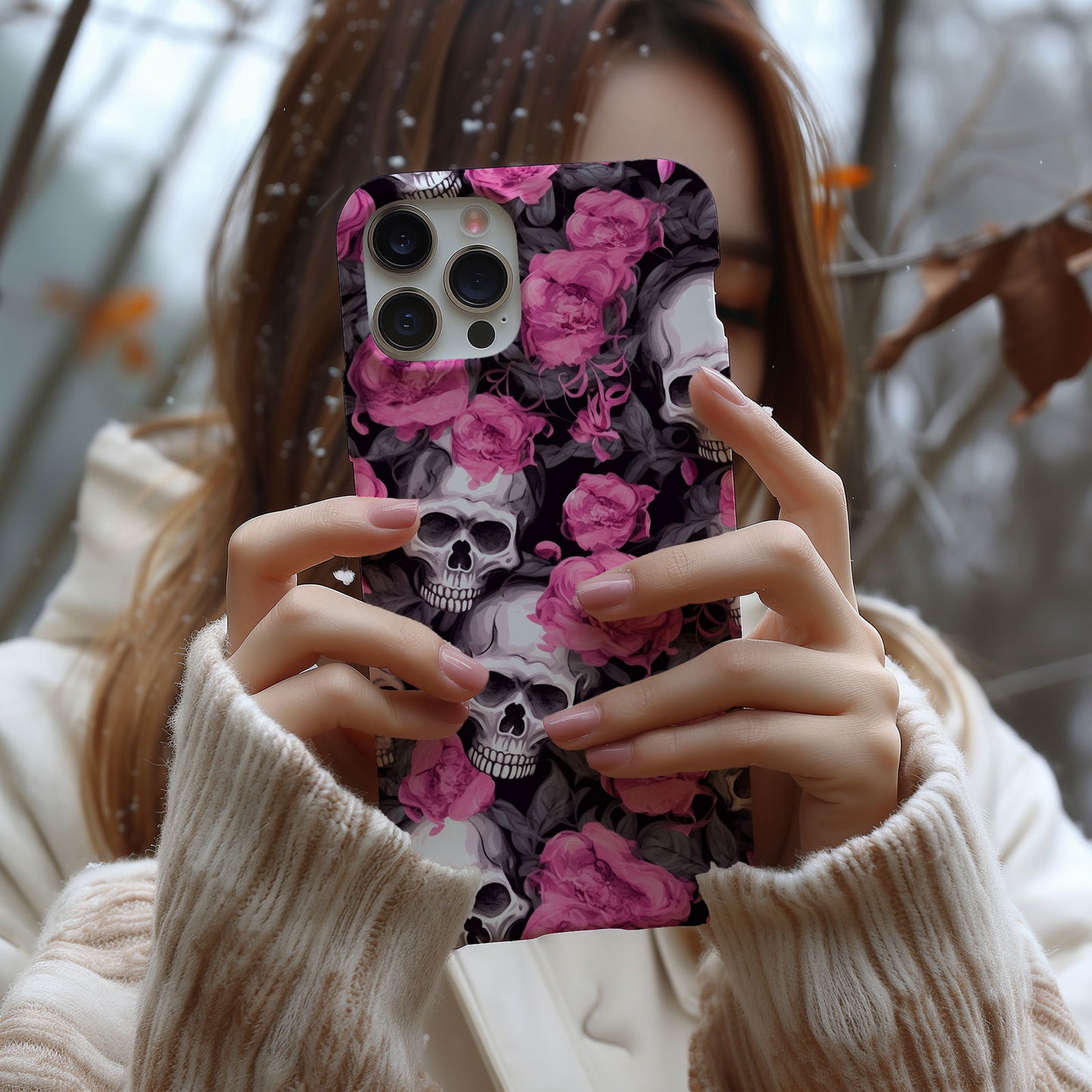 Vibrant Skull and Roses Design MagSafe iPhone Case - Techy Treasures -  