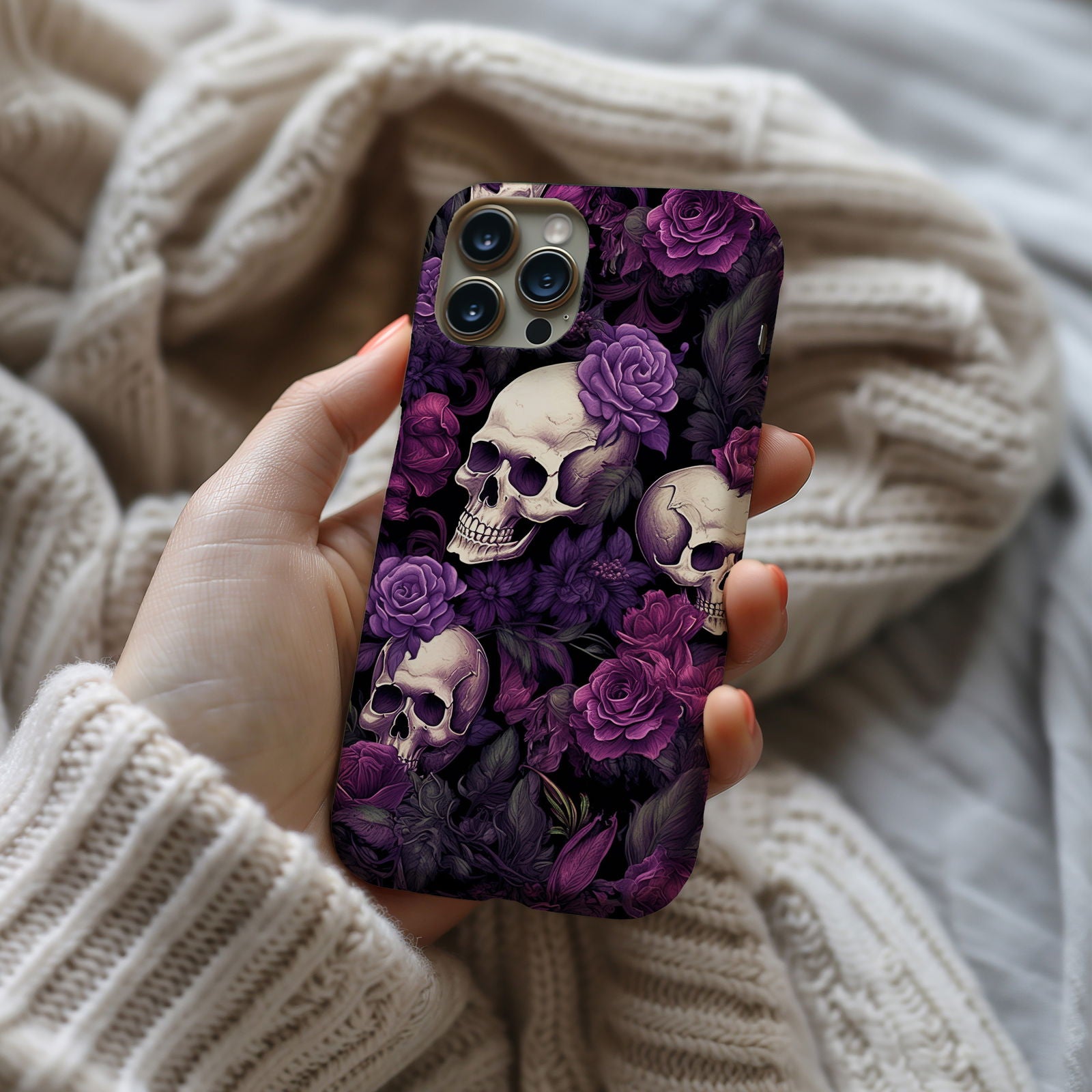Vibrant Skull and Roses Design MagSafe iPhone Case - Techy Treasures -  