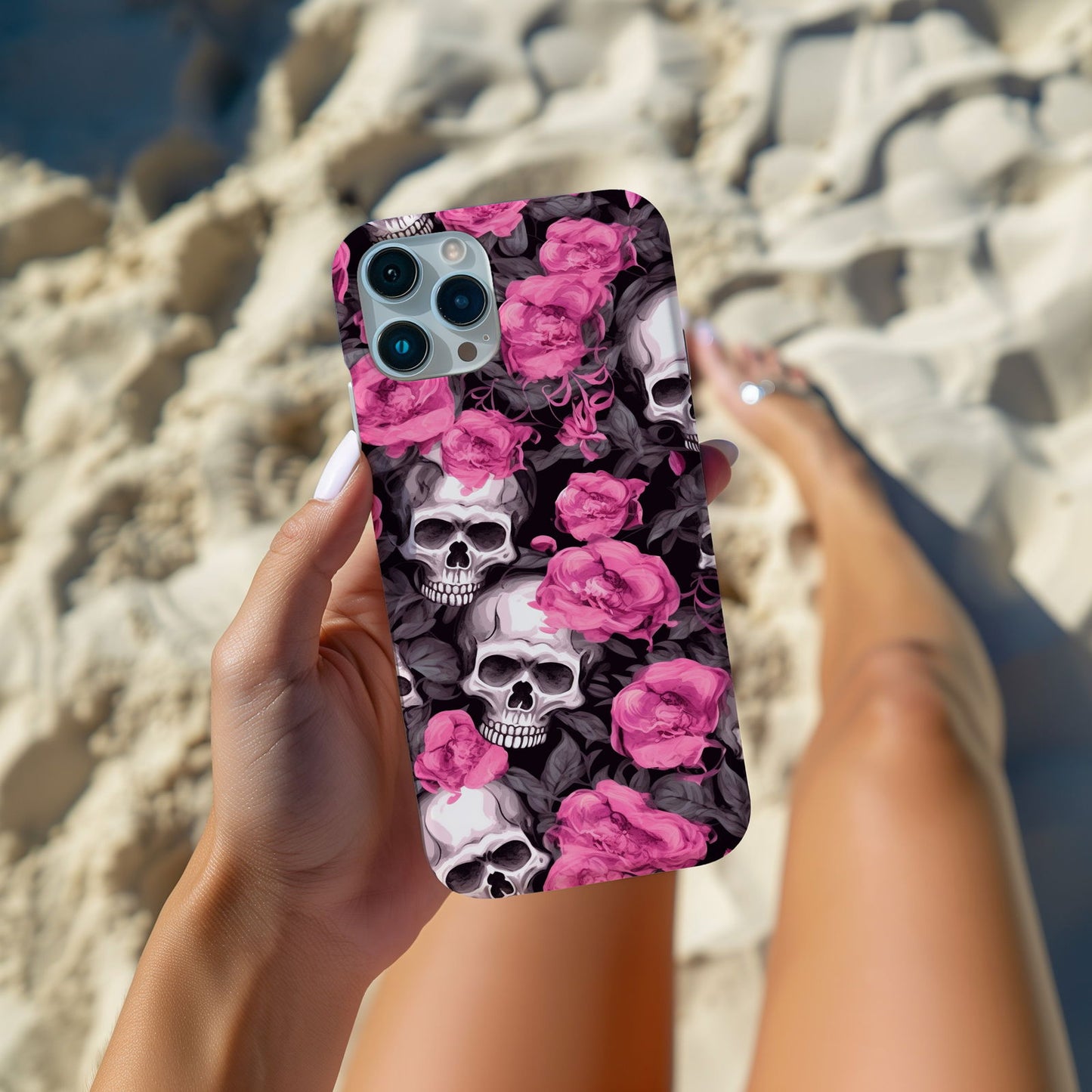 Vibrant Skull and Roses Design MagSafe iPhone Case - Techy Treasures -  