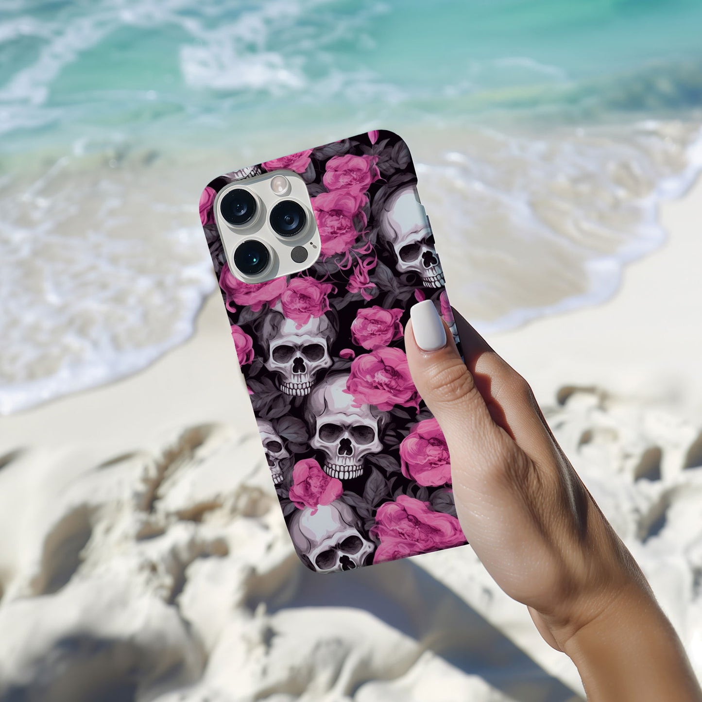Vibrant Skull and Roses Design MagSafe iPhone Case - Techy Treasures -  