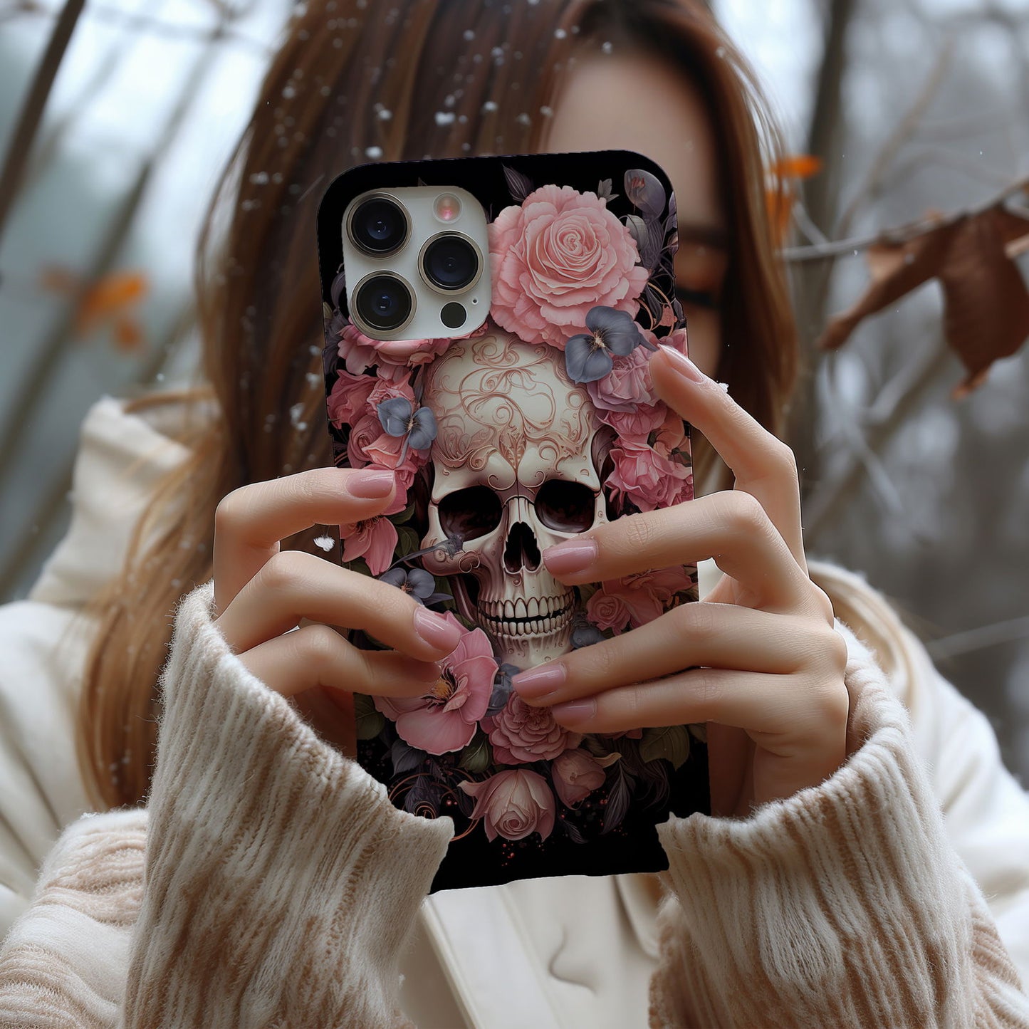 Vibrant Skull and Roses Design MagSafe iPhone Case - Techy Treasures -  