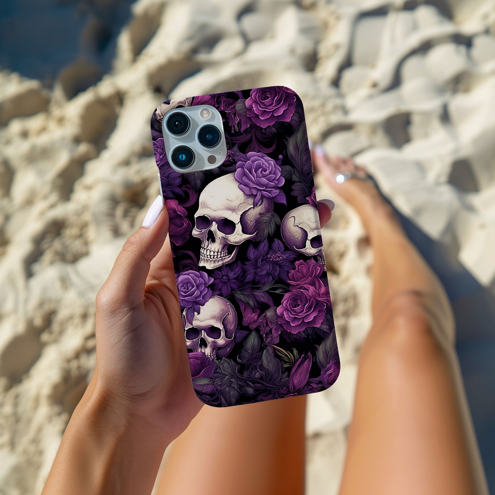 Vibrant Skull and Roses Design MagSafe iPhone Case - Techy Treasures -  