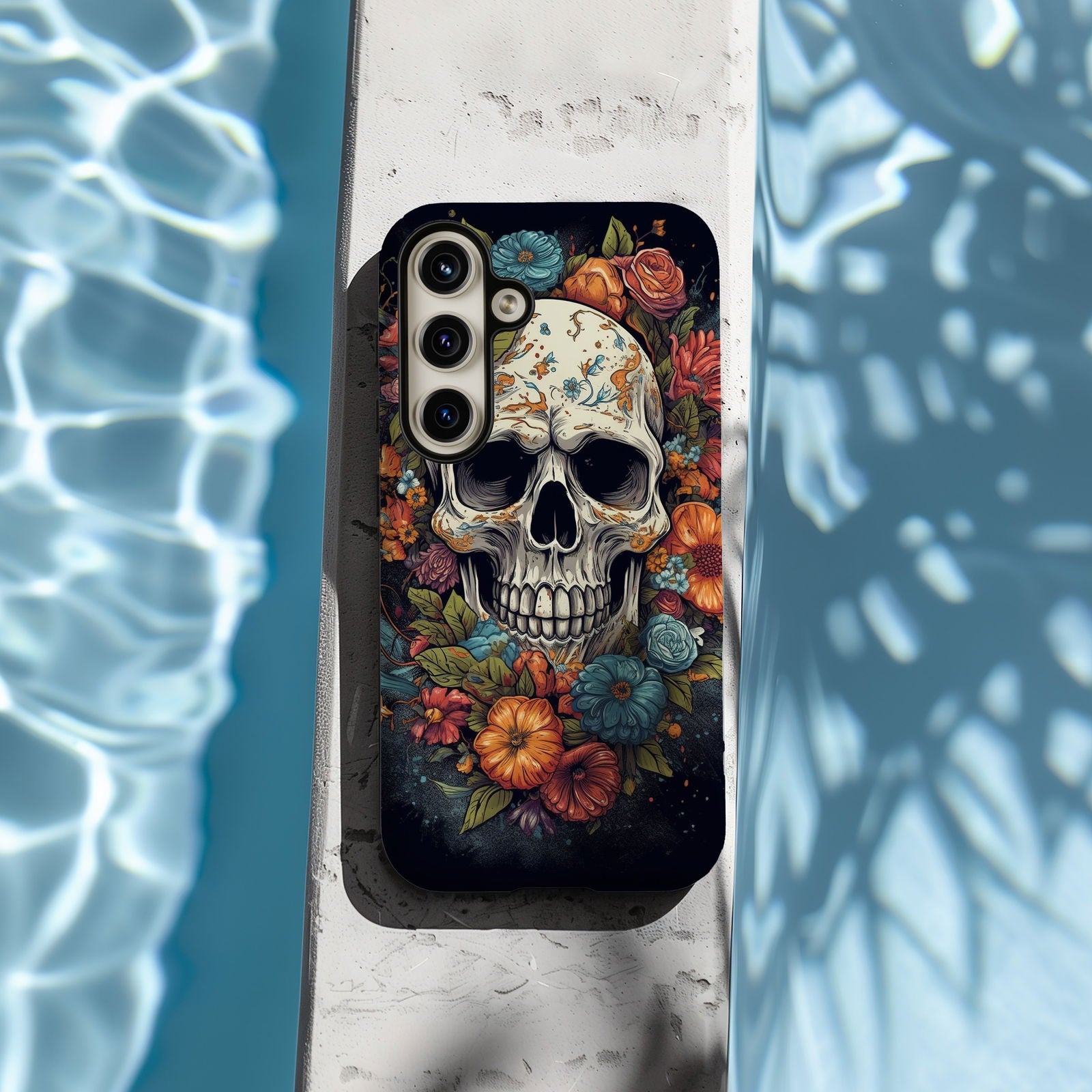 Vibrant Skull and Roses Design MagSafe iPhone Case - Techy Treasures -  