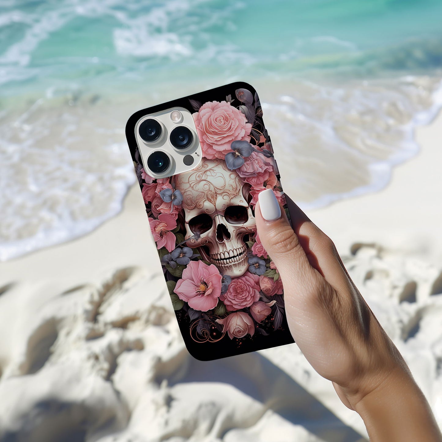 Vibrant Skull and Roses Design MagSafe iPhone Case - Techy Treasures -  