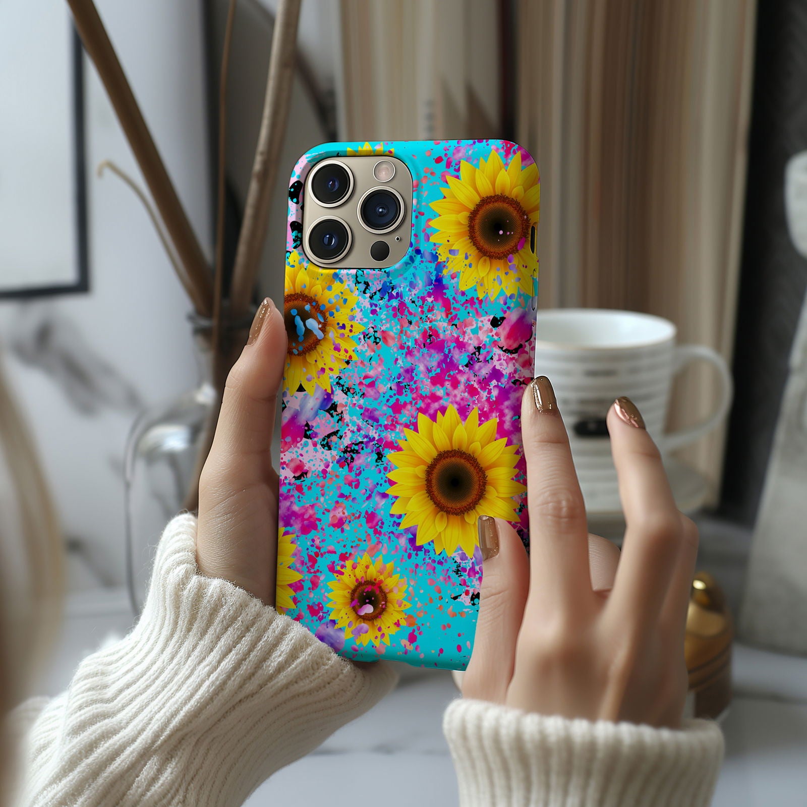 Vibrant Sunflower iPhone Case Magsafe iPhone Case - Artistic & Colorful Protection for Your Device - Techy Treasures -  