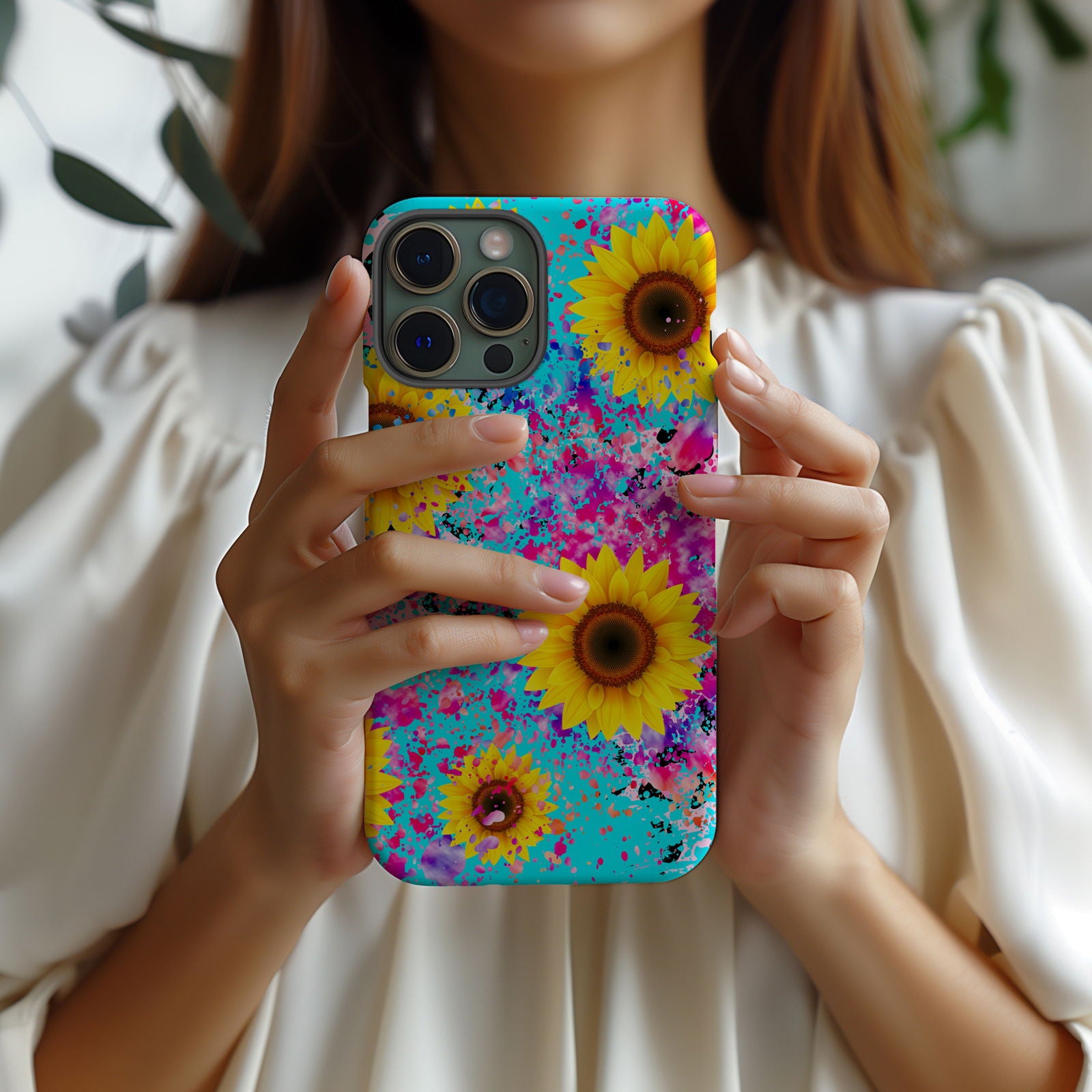 Vibrant Sunflower iPhone Case Magsafe iPhone Case - Artistic & Colorful Protection for Your Device - Techy Treasures -  