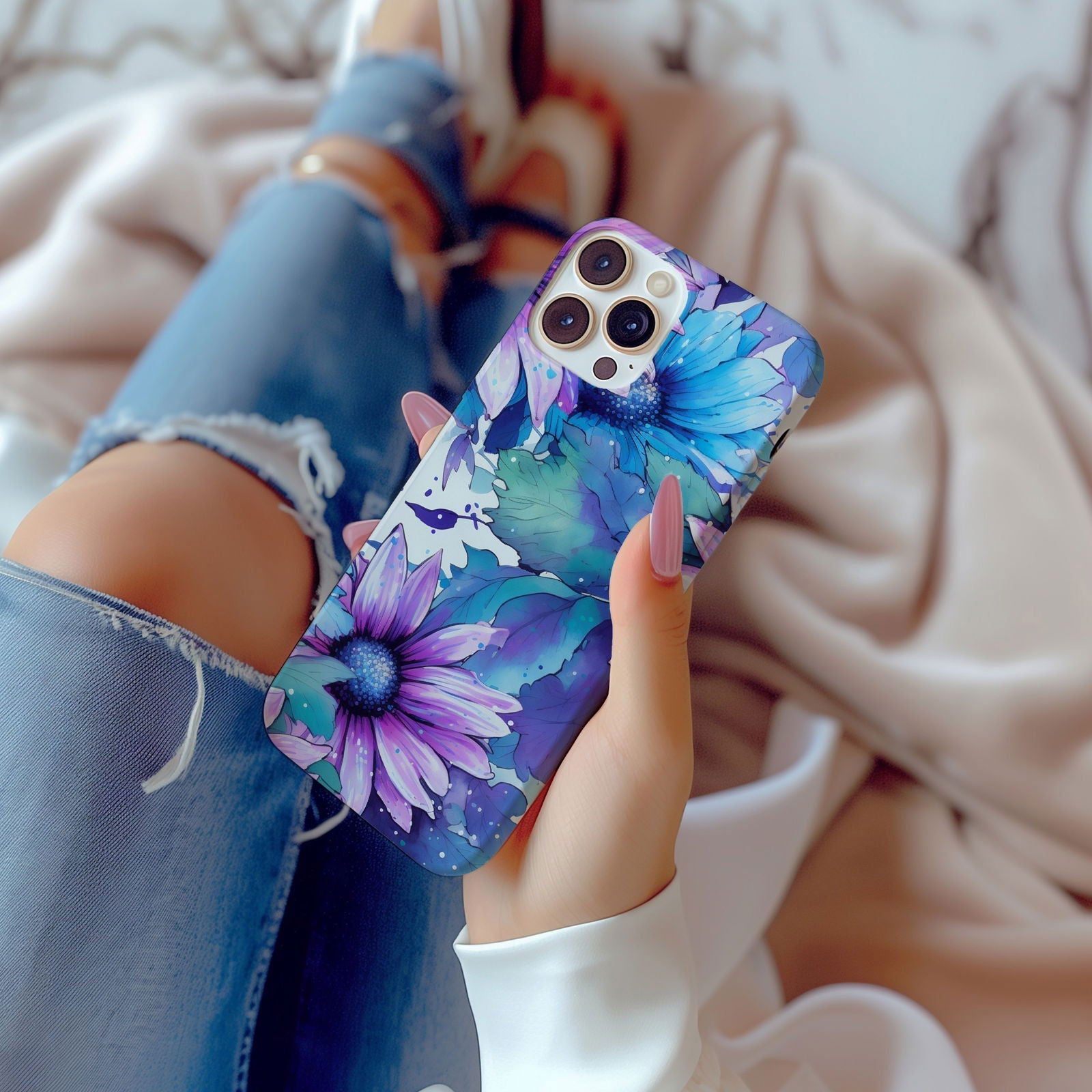 Vibrant Watercolor Floral iPhone Case Magnetic iPhone Case - Artistic & Colorful Protection for Your Device - Techy Treasures -  