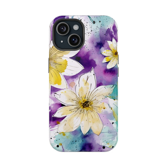 Vibrant Watercolor Floral iPhone Case Magnetic iPhone Case - Artistic & Colorful Protection for Your Device - Techy Treasures -  