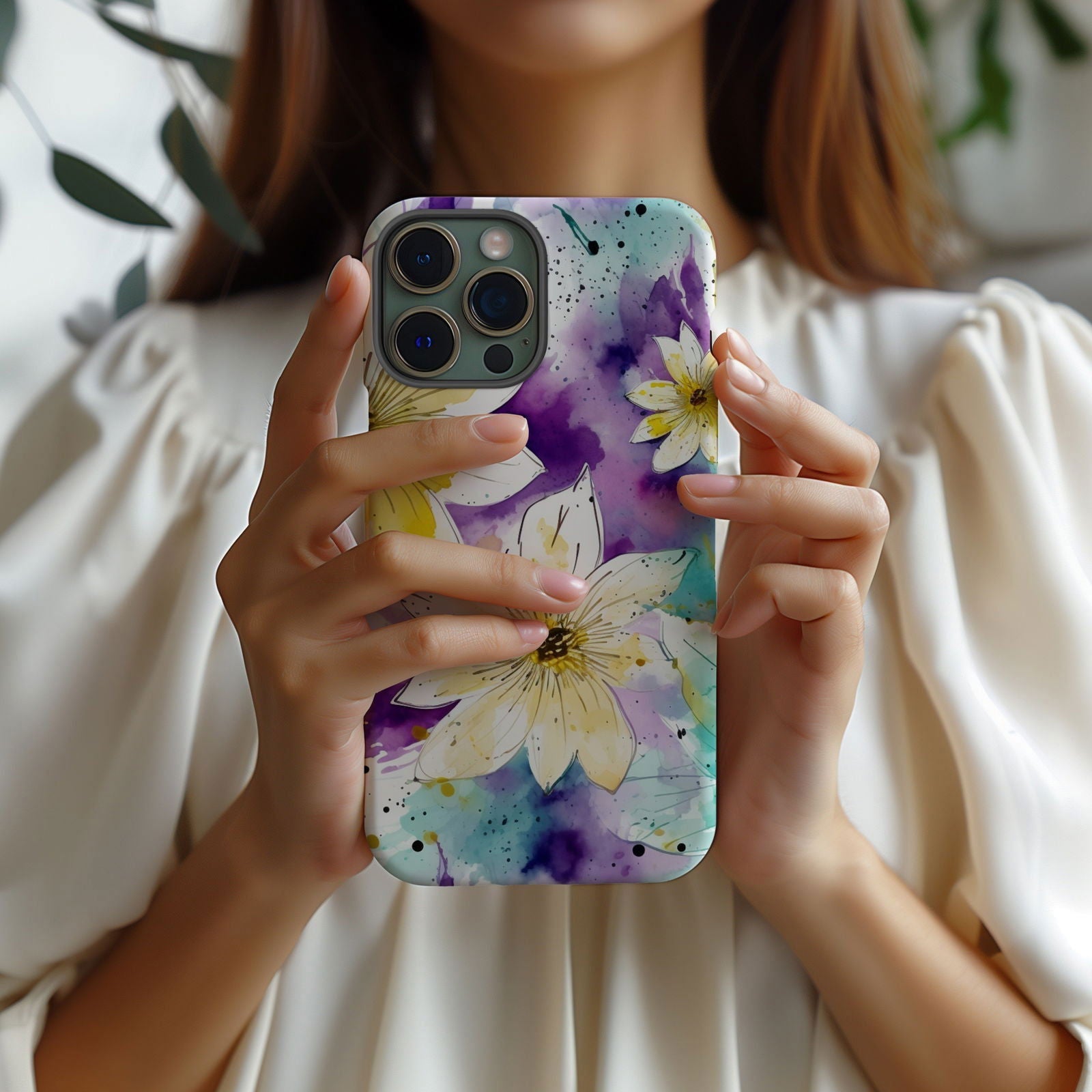 Vibrant Watercolor Floral iPhone Case Magnetic iPhone Case - Artistic & Colorful Protection for Your Device - Techy Treasures -  