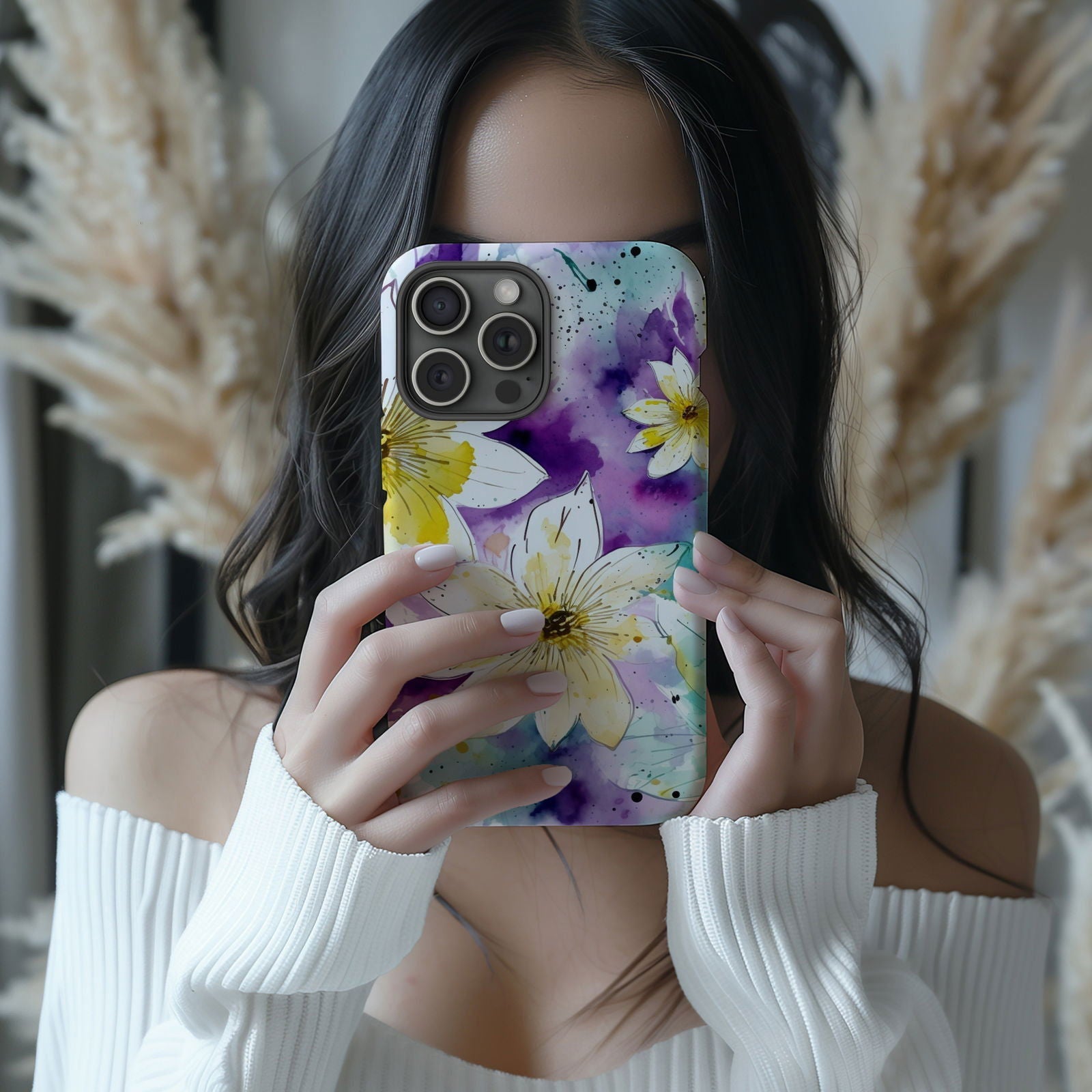 Vibrant Watercolor Floral iPhone Case Magnetic iPhone Case - Artistic & Colorful Protection for Your Device - Techy Treasures -  