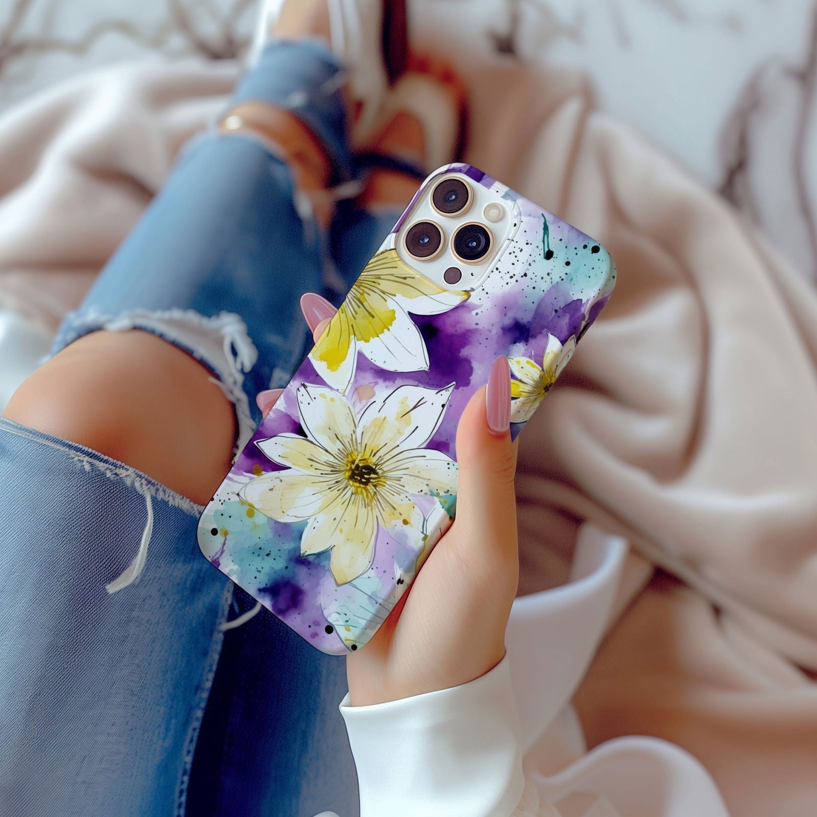 Vibrant Watercolor Floral iPhone Case Magnetic iPhone Case - Artistic & Colorful Protection for Your Device - Techy Treasures -  