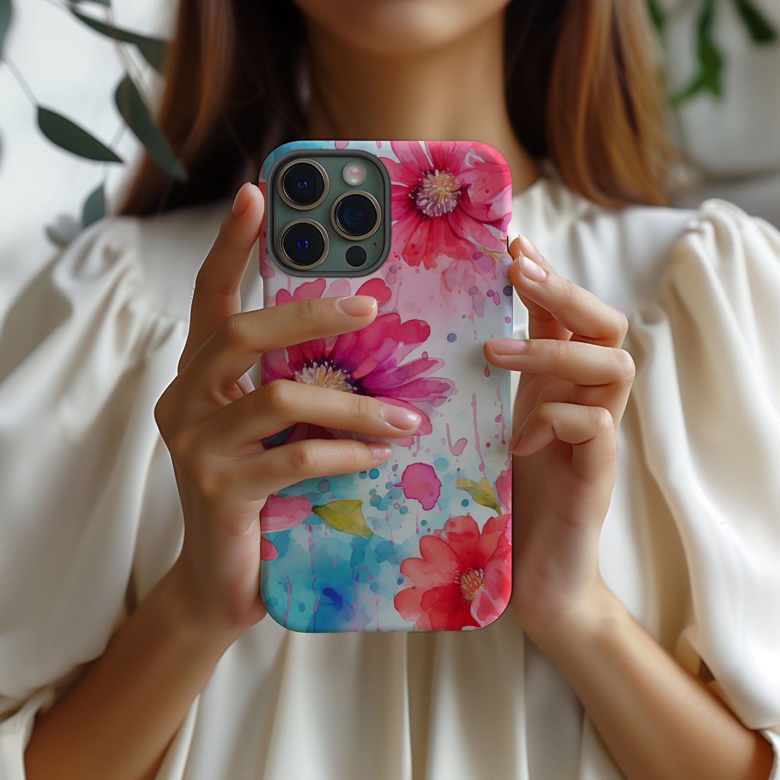 Vibrant Watercolor Floral iPhone Case Magsafe iPhone Case - Artistic & Colorful Protection for Your Device - Techy Treasures -  