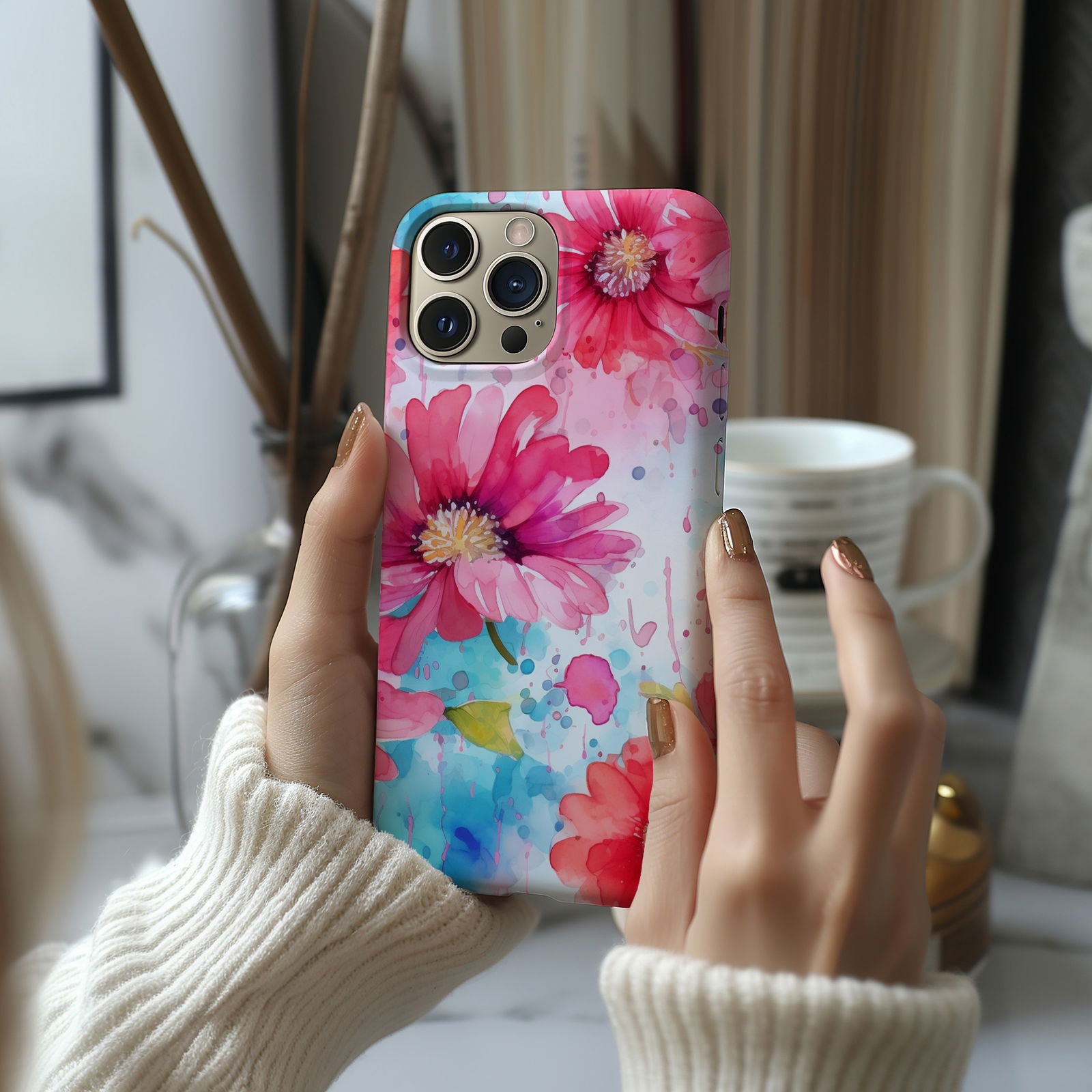 Vibrant Watercolor Floral iPhone Case Magsafe iPhone Case - Artistic & Colorful Protection for Your Device - Techy Treasures -  