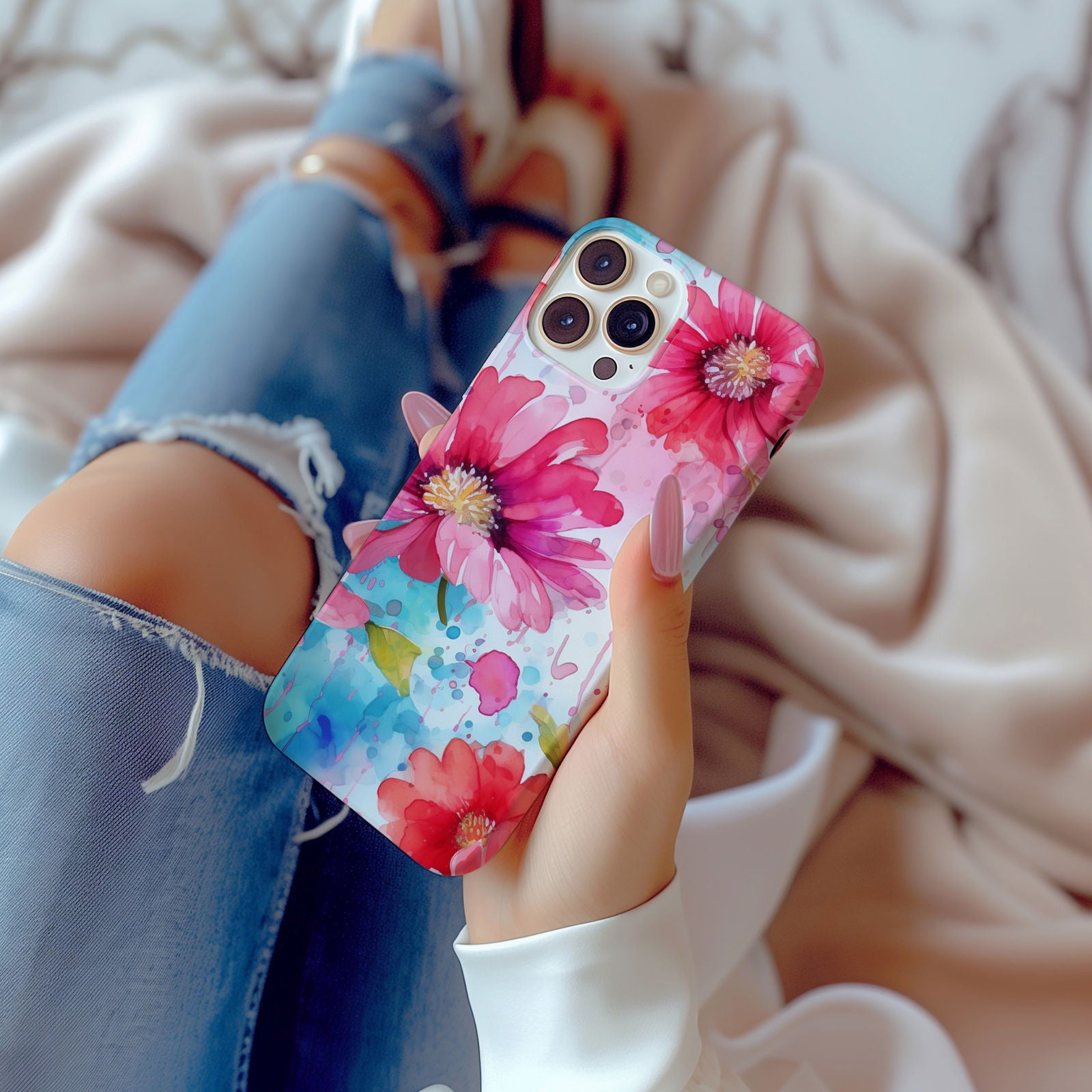 Vibrant Watercolor Floral iPhone Case Magsafe iPhone Case - Artistic & Colorful Protection for Your Device - Techy Treasures -  