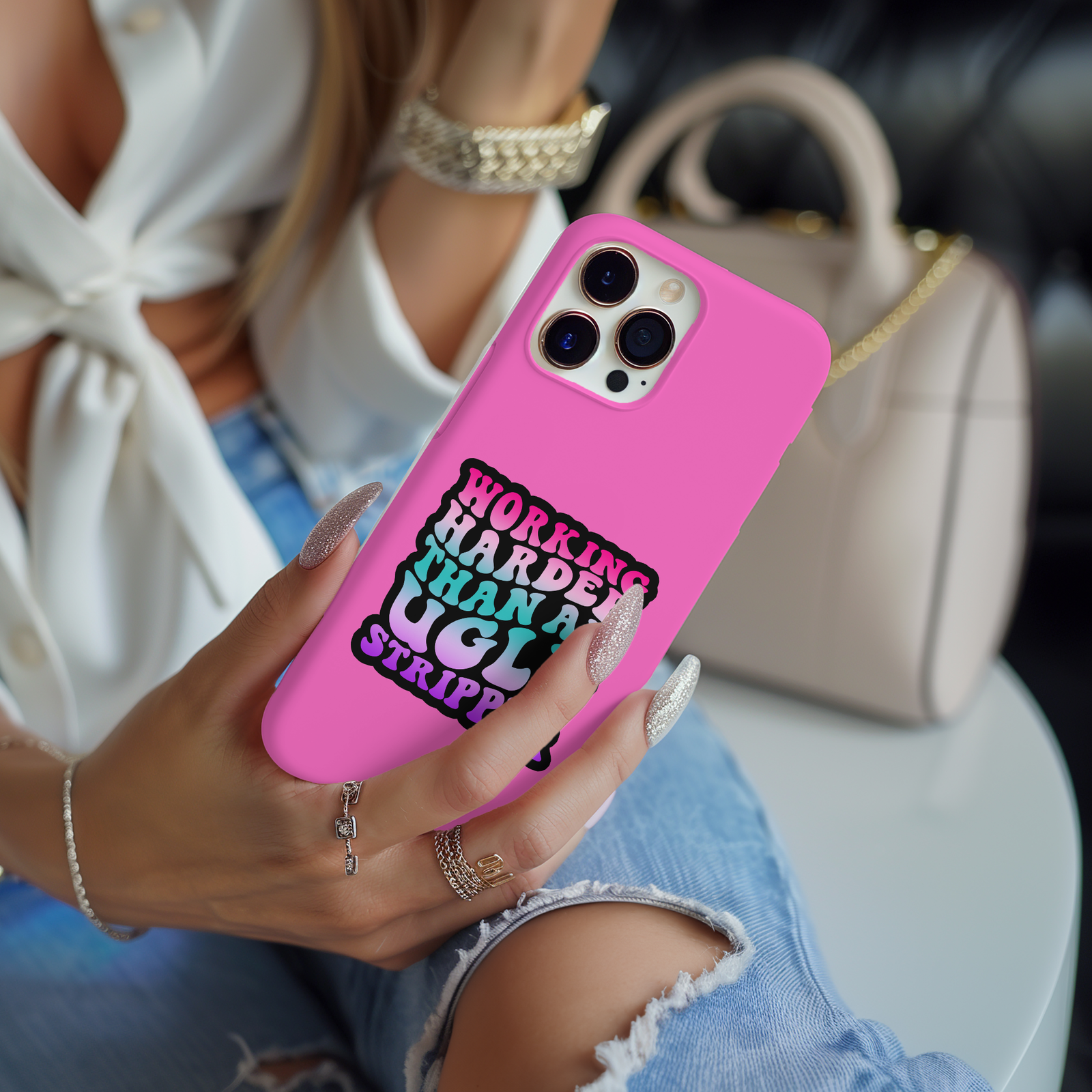 Working Hard Than An Ugly Stripper Magsafe iPhone Tough Case - Techy Treasures -  