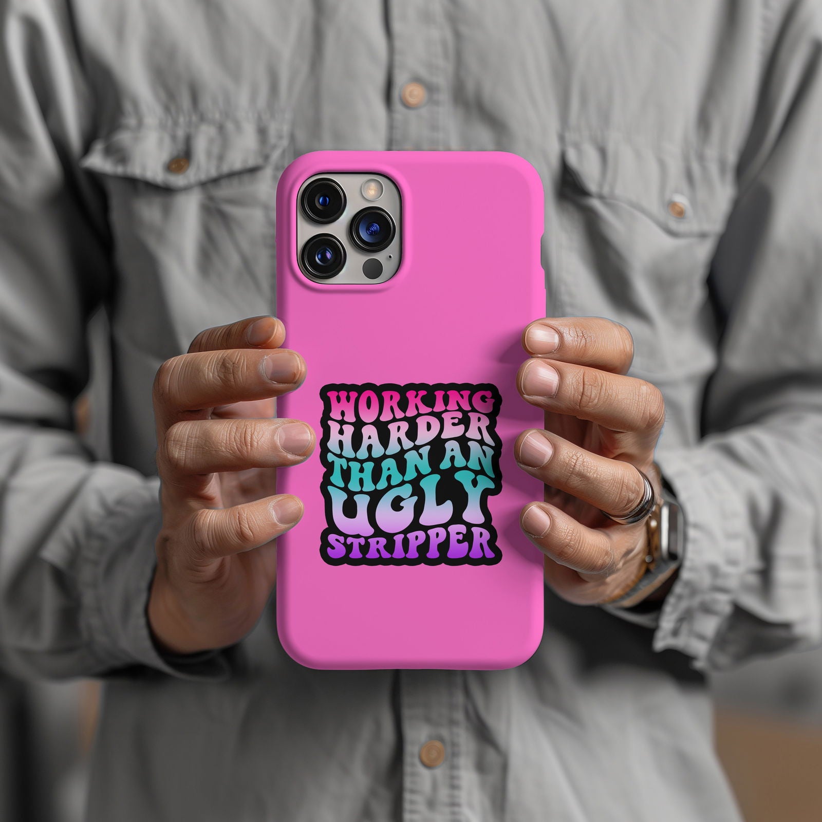 Working Hard Than An Ugly Stripper Magsafe iPhone Tough Case - Techy Treasures -  